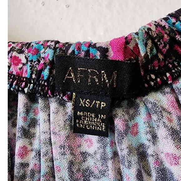AFRM Nordstrom Floral Long Sleeve Bodysuit Black Multi XS NEW - Picture 3 of 7